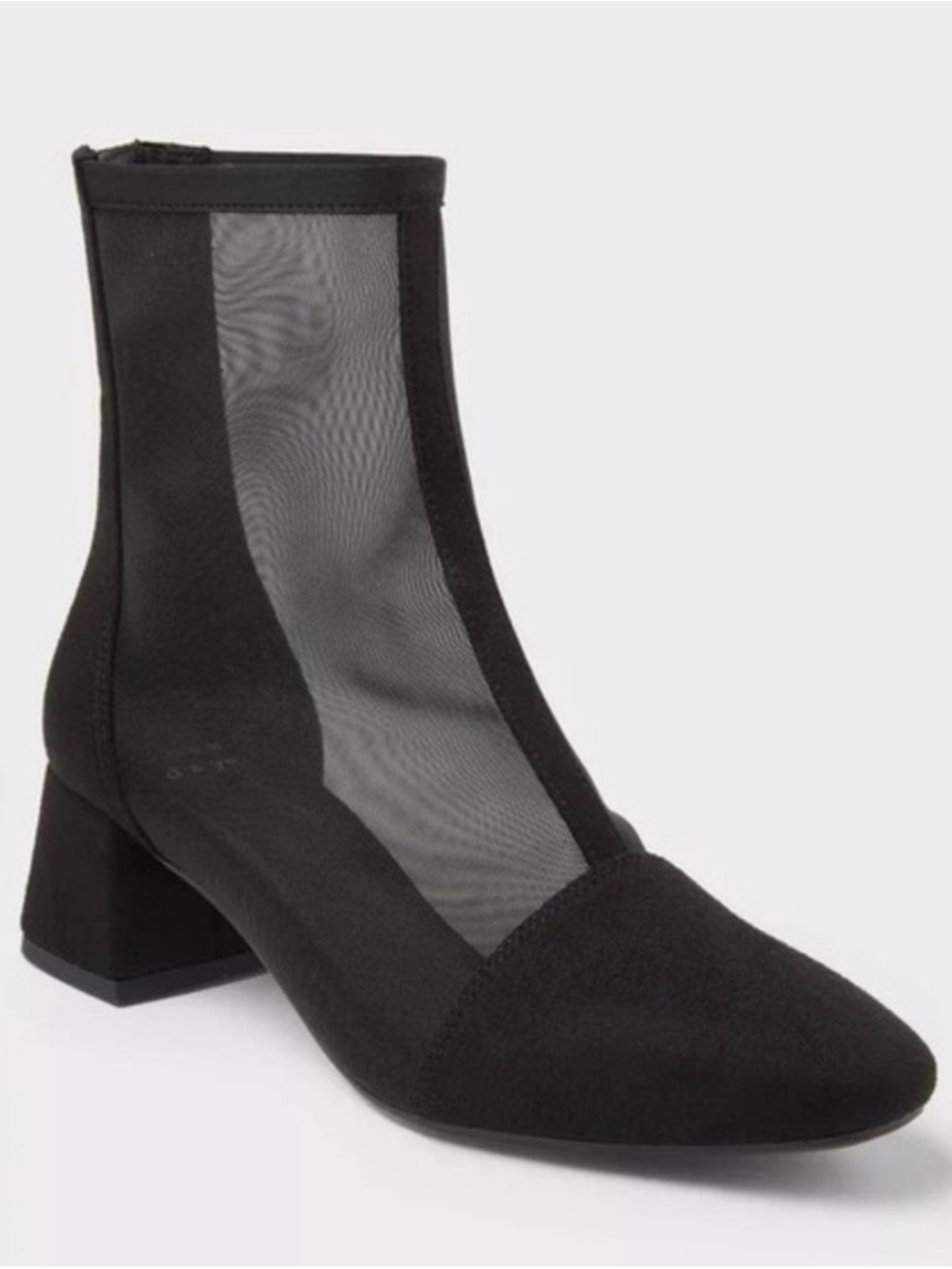 a new day Black Mesh Panel Block Heel Ankle Bootie